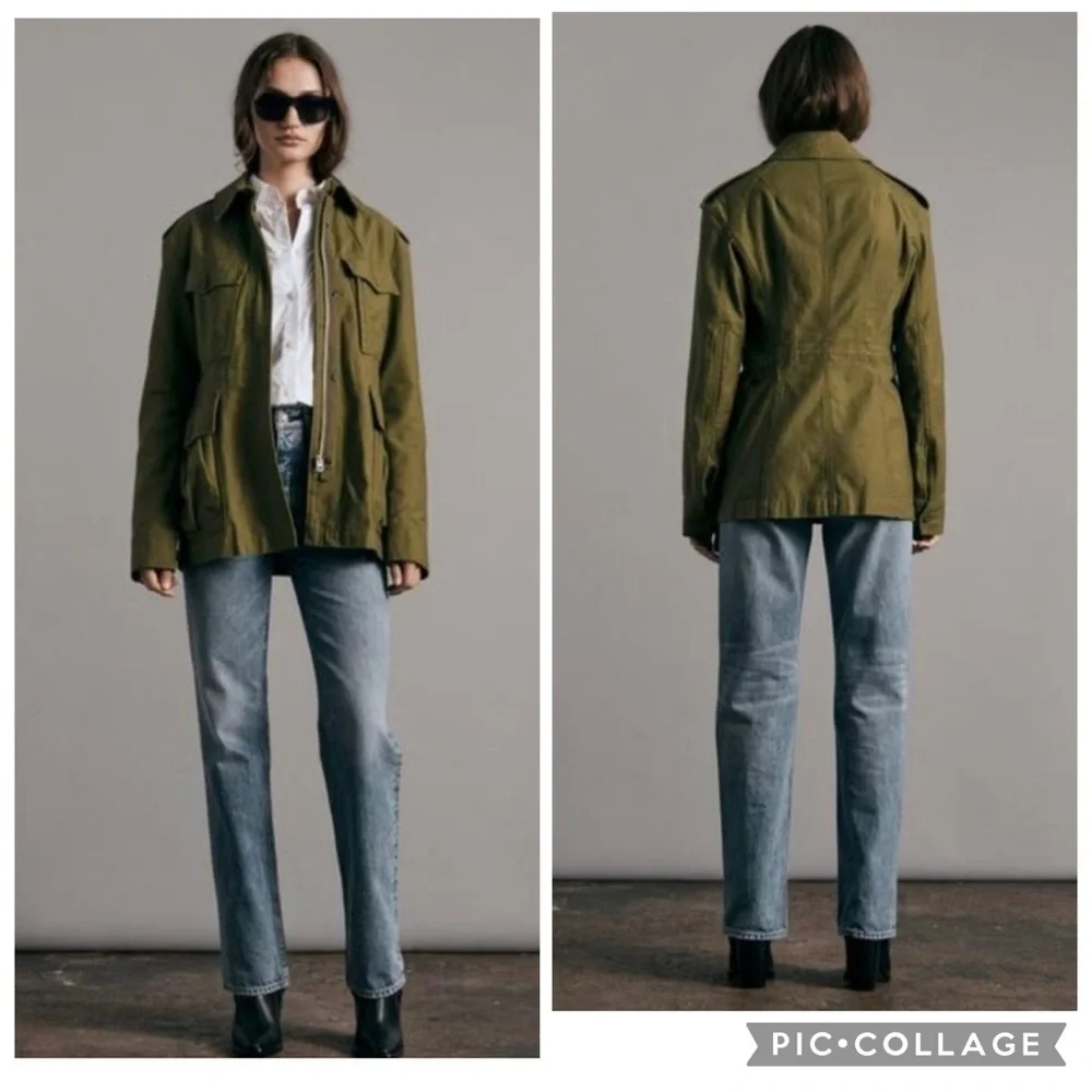 Rag & Bone Lorenz Cotton Military Jacket Army Green SZ M